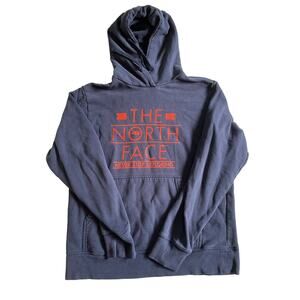 The North Face Men's Size Medium Spell Out Logo Blue Hoodie Hooded Sweatshirt